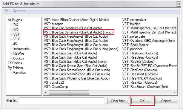 Step 02 - Select the Blue Cat's Dynamics Plugin Step 02 - Select the Blue Cat's Dynamics Plugin